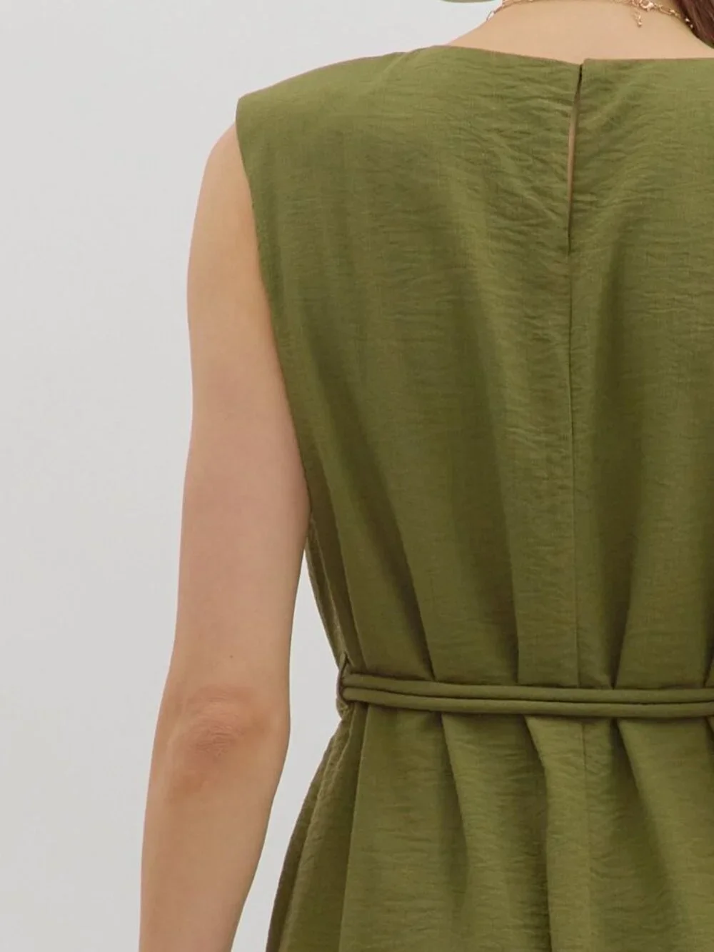 Sage Belted Midi Dress - Picture 7 of 7